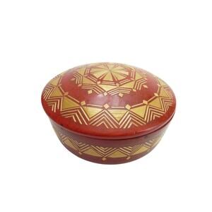 Vintage Wood Lacquer Mandala Box unmarked